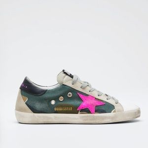 🚫SOLD🚫 GOLDEN GOOSE SUPER STAR CAMO SNEAKERS WITH NEON PINK STAR 38